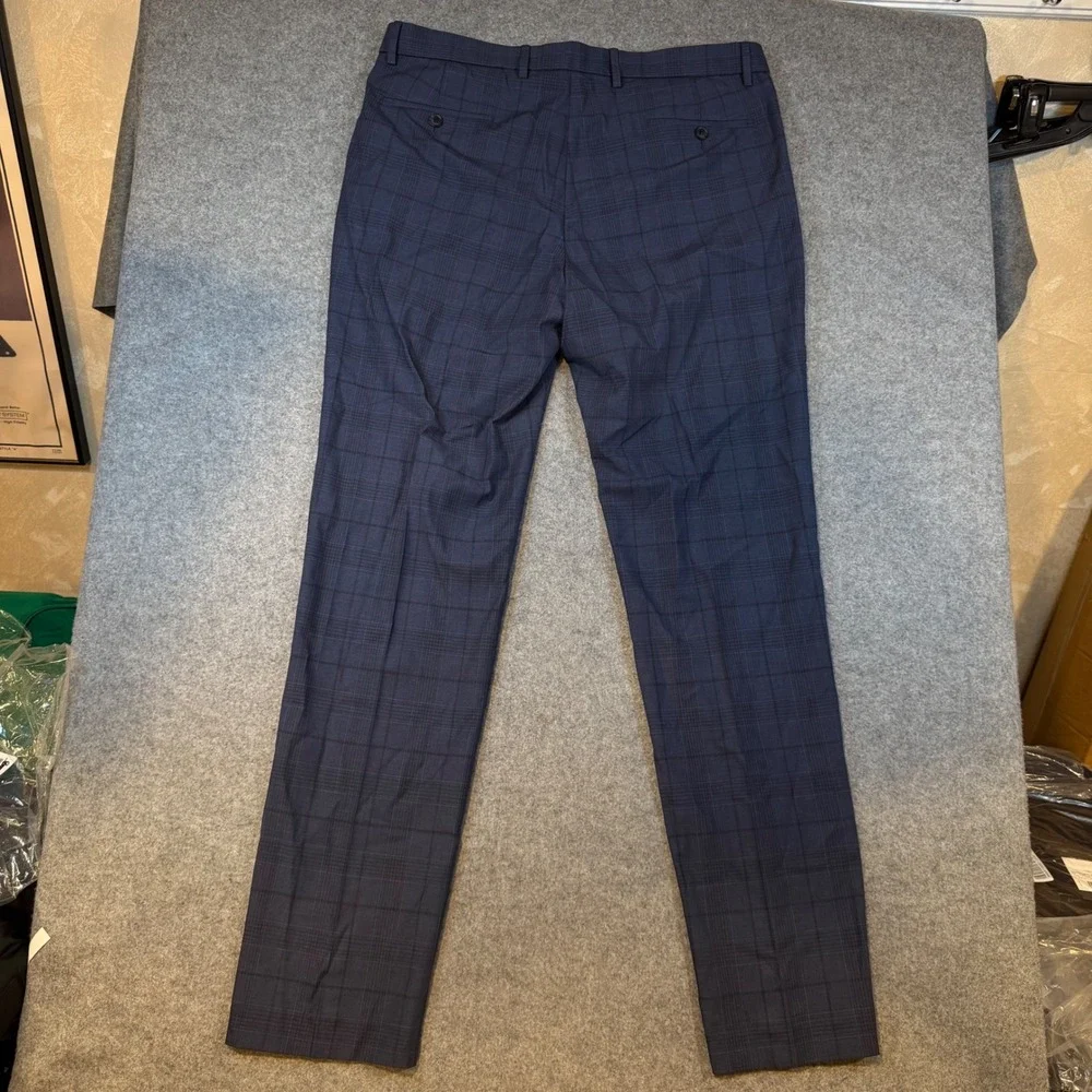 Tommy Hilfiger TH Flex Tate-TH Blue Plaid Dress Pants Men 36W x 34L TTEAPH6A0382